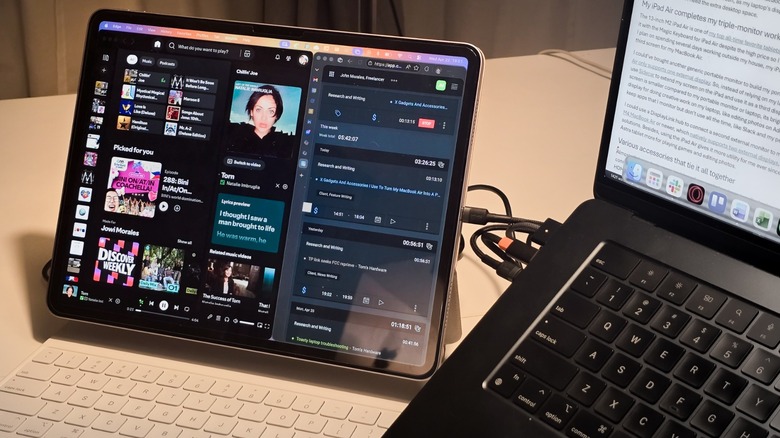 the writer's iPad Air attached to their MacBook Air via Sidecar