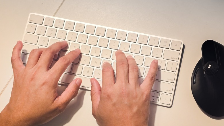 typing on an Apple Magic Keyboard