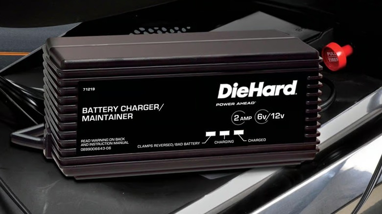 A DieHard battery charger on display