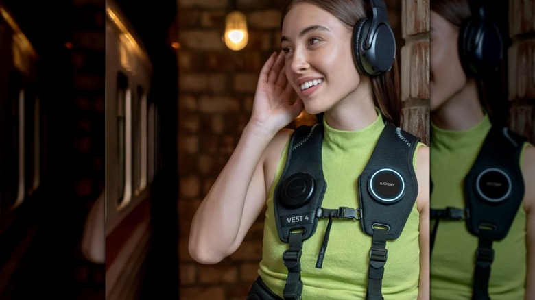 woman wearing haptic vest