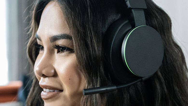 woman wearing xbox headset