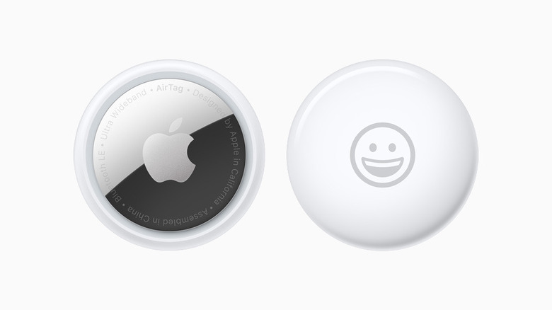 Two airtags on a white background