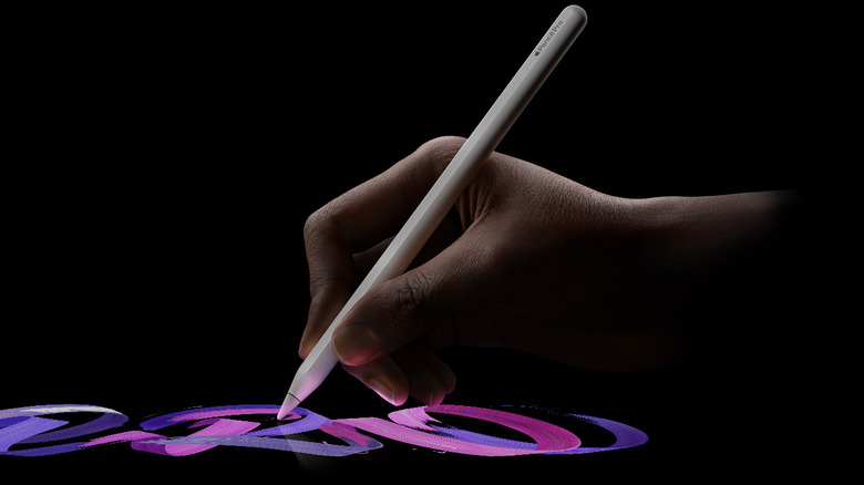A hand drawing with an Apple Pencil on a black background