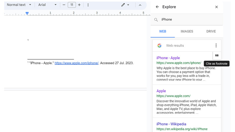 Google Docs Explore tab