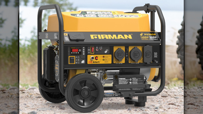 The Firman P03628 on rough terrain, unplugged and turned off.