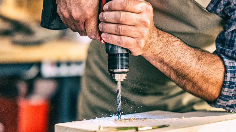 Drilling into wood