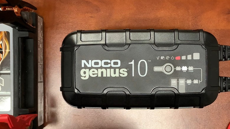 NOCO battery charger on table