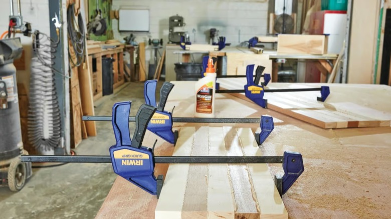 Irwin clamps used during a glue up