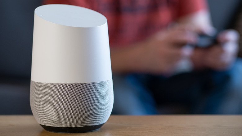 google home speaker on table