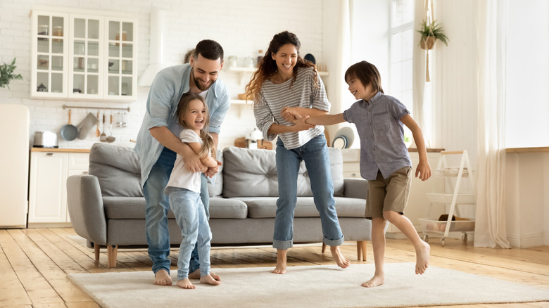 family playing at home