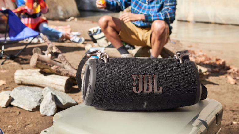 JBL XTREME3 speaker being used outdoors