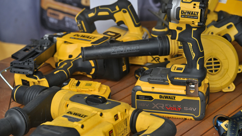 Picture showing DeWalt logo on a tool