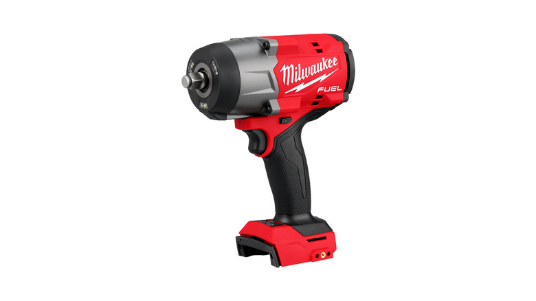 A shot of a Milwaukee impact wrench on a white background