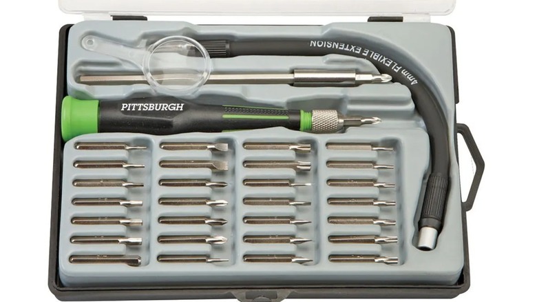 Pittsburgh 33-piece screwdriver set in case on a white background