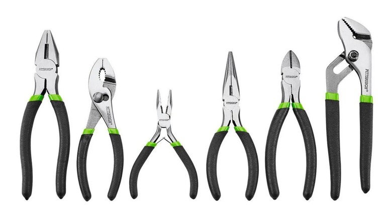 Pittsburgh six-piece pliers set on a white background
