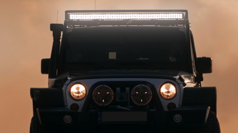 an LED light bar on a Jeep Wrangler