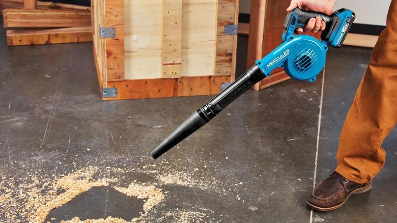 Hercules 20V Compact Jobsite Blower in use