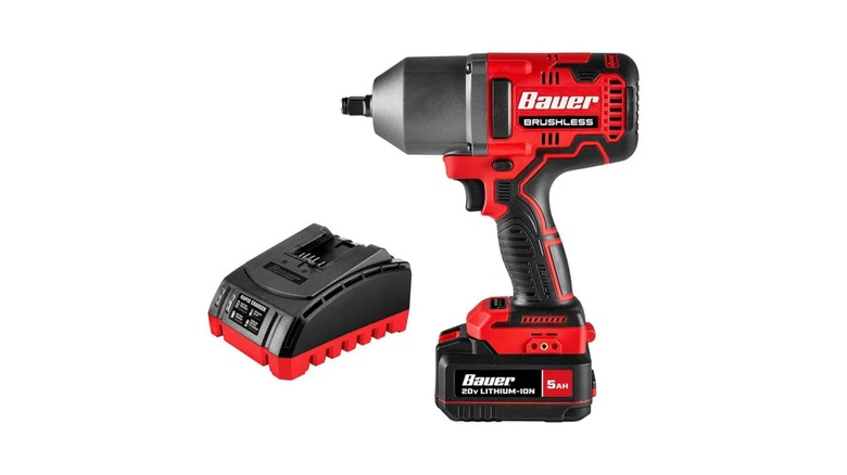 A Bauer 20V Brushless 1/2-Inch High-Torque Impact Wrench kit on a white background