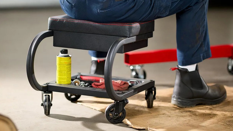 Mechanic sat on an Icon roller seat