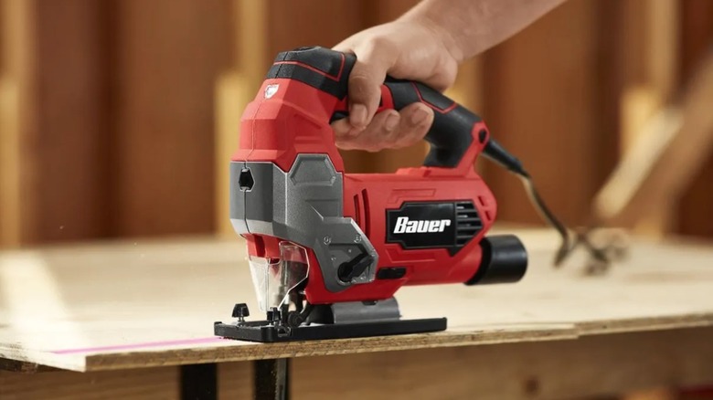 Person using Bauer Orbital Jig Saw