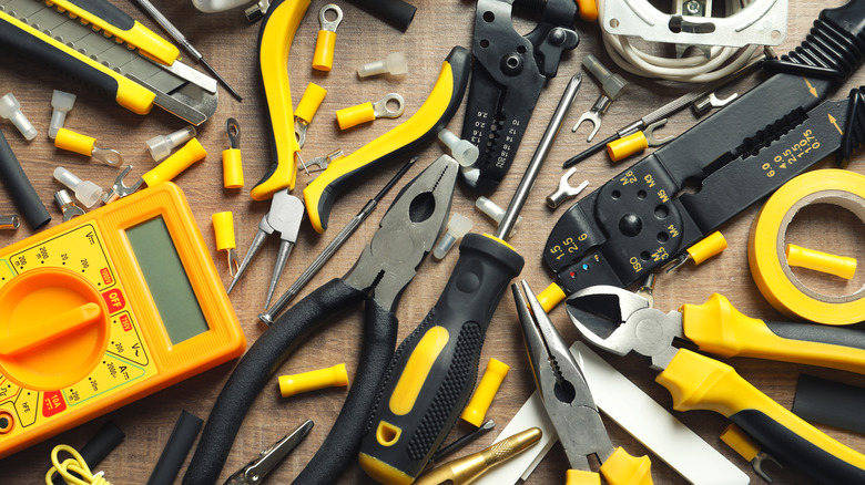 collection of tools on table