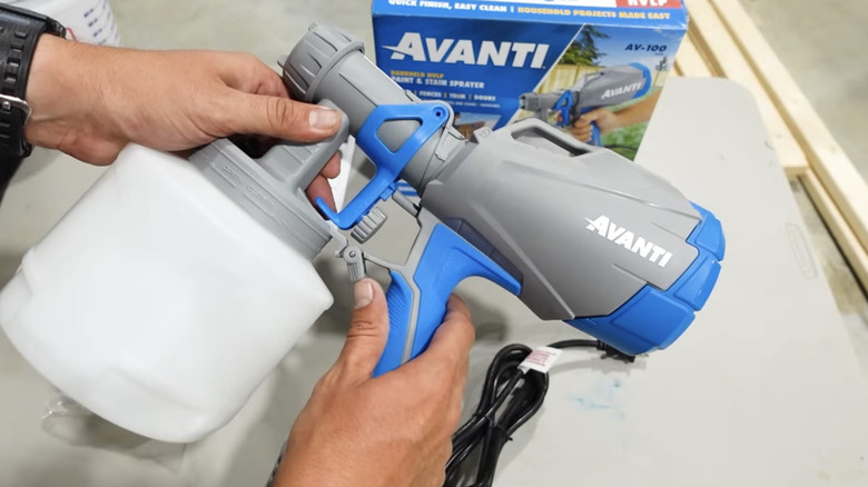 person holding Avanti spray painter