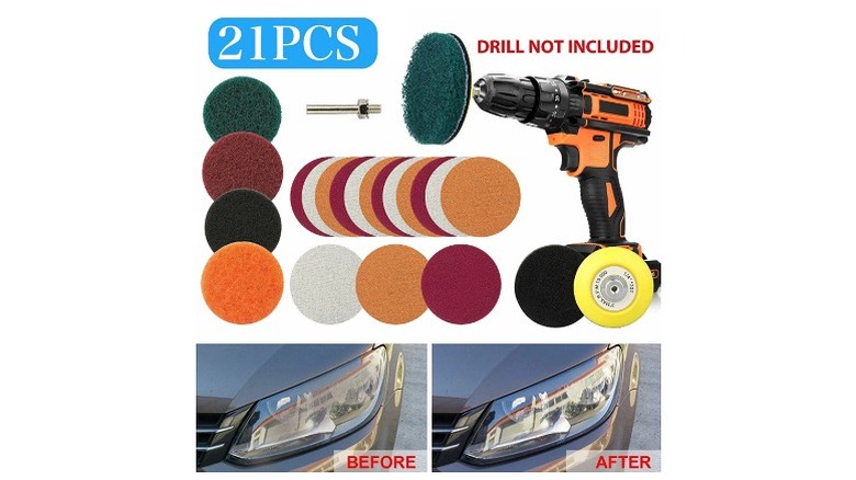 Discs, drill and before and after results of cleaning
