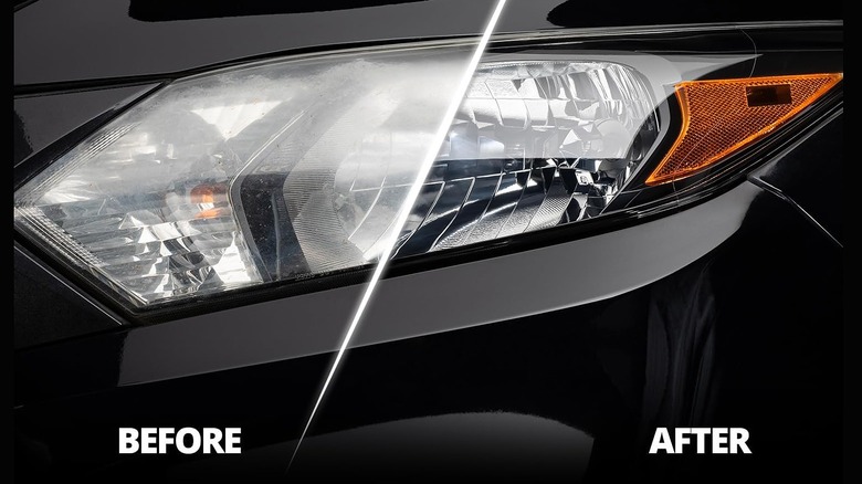 Before and after result of headlight cleaning