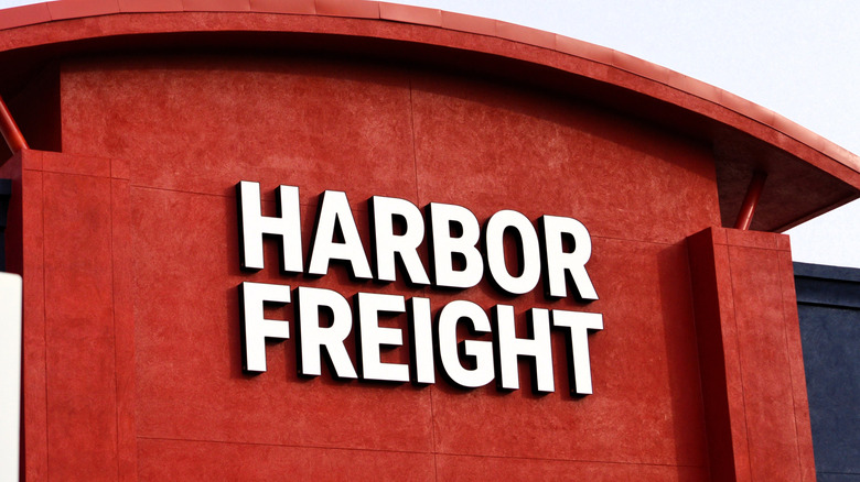 The signage on the front of a Harbor Freight store, spelling out the retailer's name in large letters.