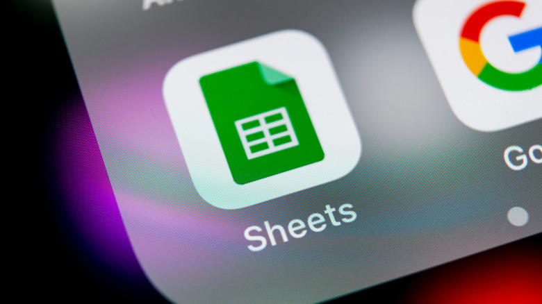 Google Sheets app on a phone