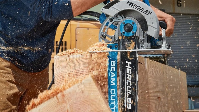 cutting a beam with the Hercules Beam Cutter Attachment