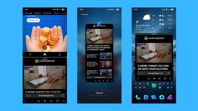 Image showcasing split-screen and floating window functionality on Android