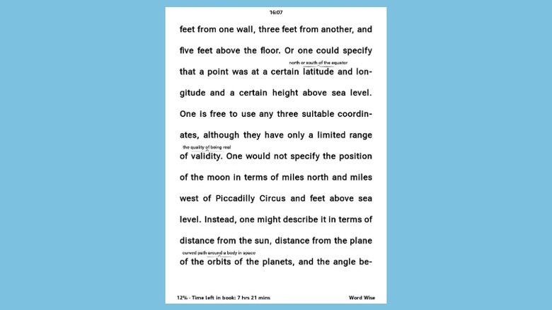 Kindle's X-Ray feature in a book.