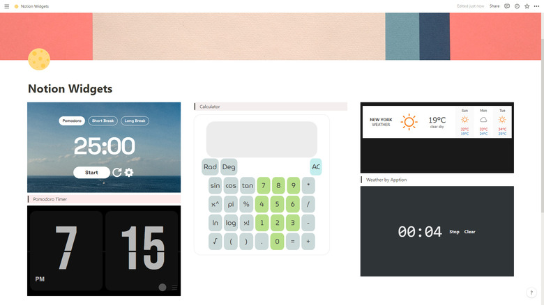 Notion sample widgets