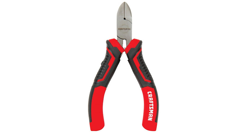 Red and black Craftsman wire cutters on a white background
