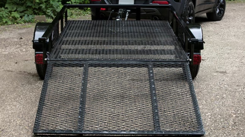 Truck pulling cargo trailer