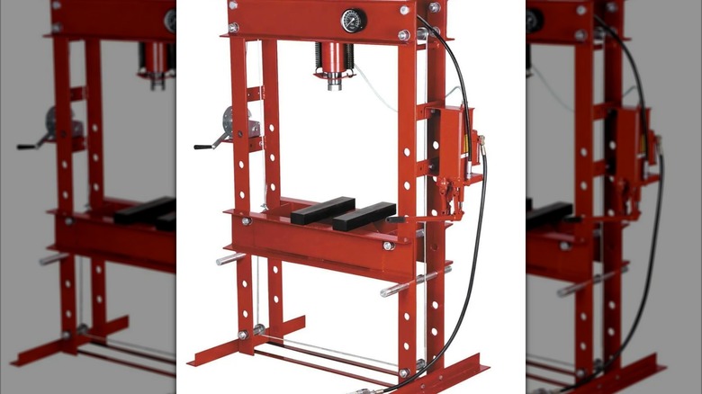 Central Hydraulics 50-Ton Dual-Speed Hydraulic Shop Press against a white background
