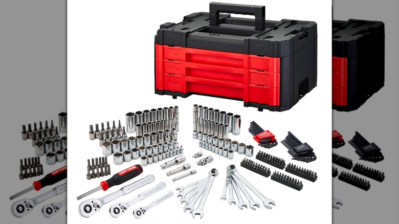 Craftsman Versastack 242-piece Mechanics Tool Set with Hard Case on a white background