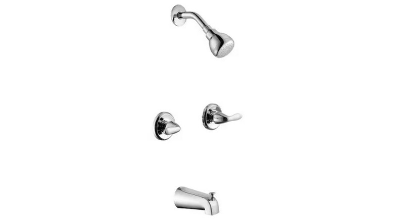 Glacier Bay Constructor 2-Handle Chrome Tub and Shower Faucet on white background