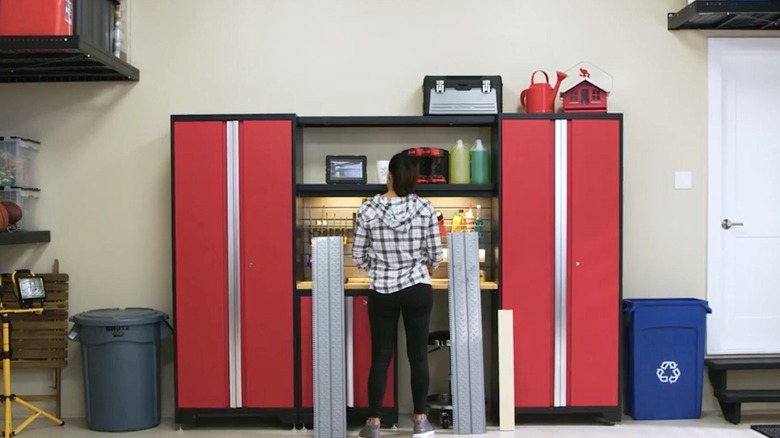 Person looking at a New Age shelving unit