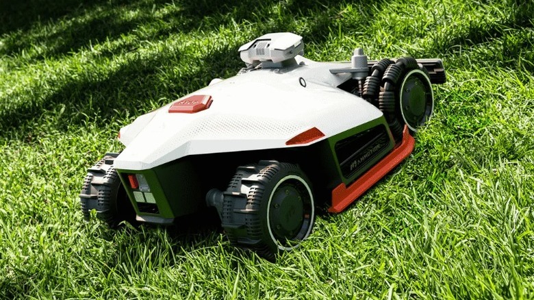 Mammotion Luba 2 AWD 5000HX 15.8-inch Robot Lawn Mower going up hill