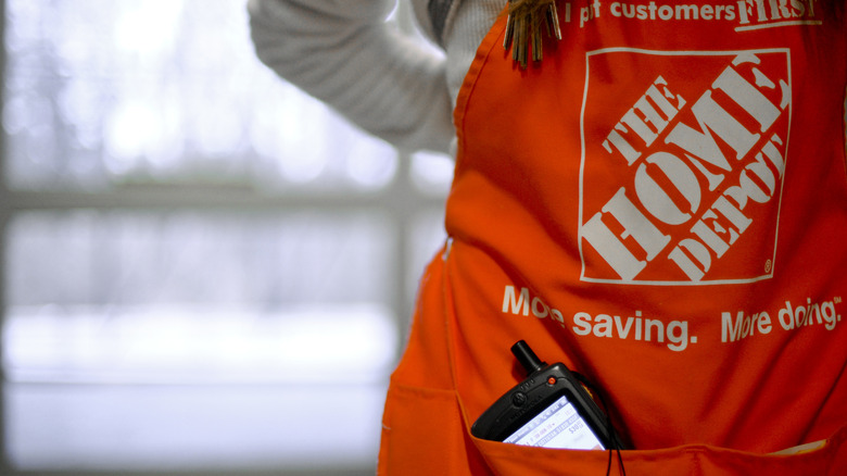 closeup of a Home Depot employee's apron