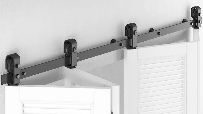 Smartstandard Interior Bifold Sliding Barn Door Hardware with attached bifold doors