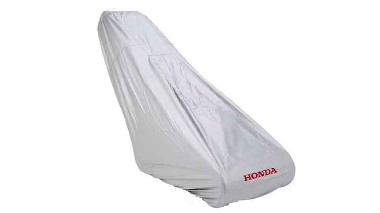 Silver Honda cover for HRR and HRX mowers on a white background.