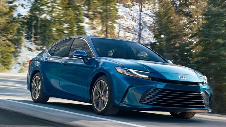 A 2026 Toyota Camry driving on a road