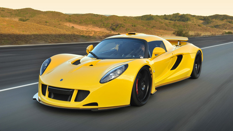 Hennessey Venom GT on a track