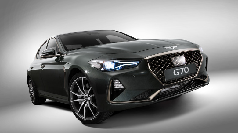 2017 Genesis G70 on white background, front-right 3/4 view
