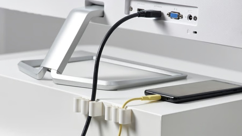 Picture displaying cord clips in use