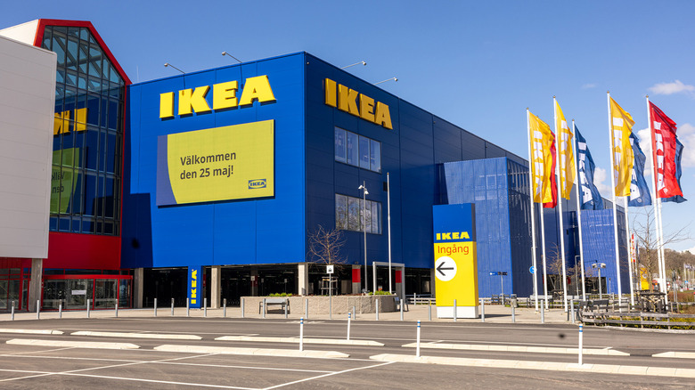 An outside shot of an Ikea store in Sweden