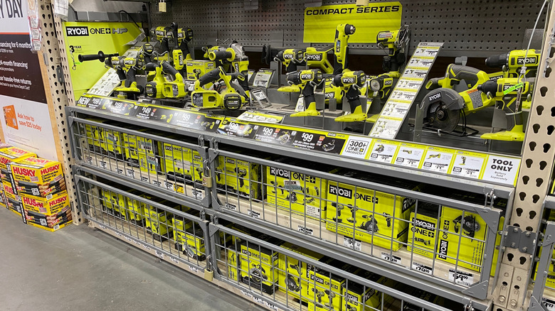 a Ryobi display in a store